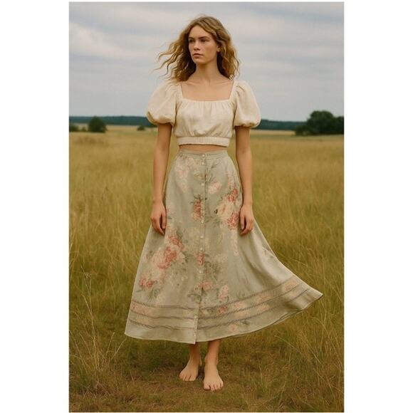 Ralph Lauren Dresses & Skirts - Ralph Lauren Skirt Floral 100% Linen Maxi Boho Cottagecore Cottagerose 6